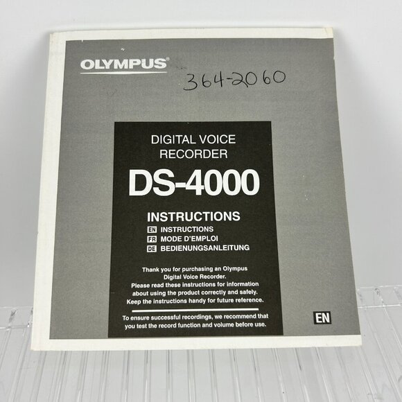 Olympus DS-4000 Digital Voice Recorder Instruction Manual With Disk - Picture 1 of 8